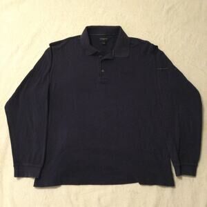 Burberry Golf Navy Blue Polo Long Sleeve Shirt Men's Size L